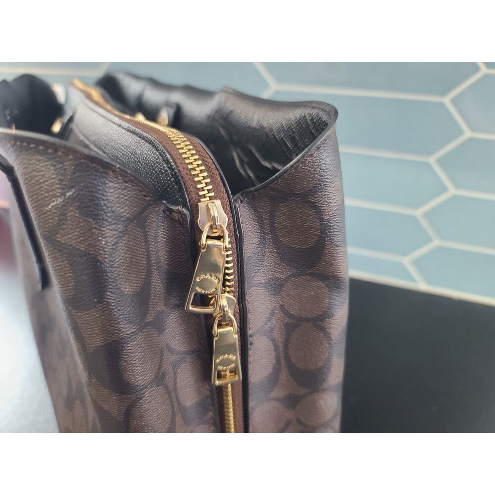 Coach Authentic Brown Signature Coated Canvas Large Avenue Carryall Tote - Picture 15 of 16